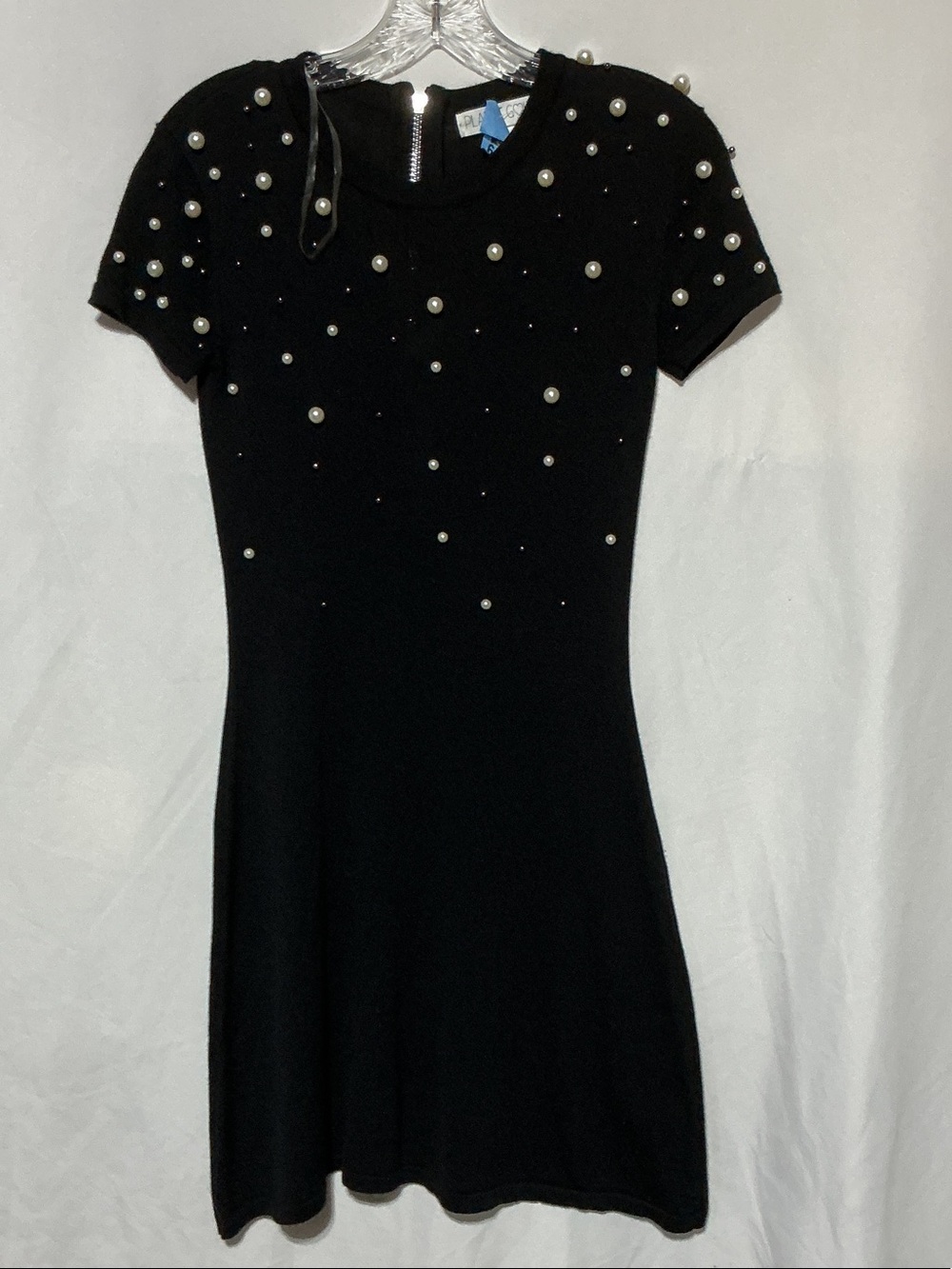 Planet Gold Black Short Sleeve Pearl Embellished Dress Sz XS